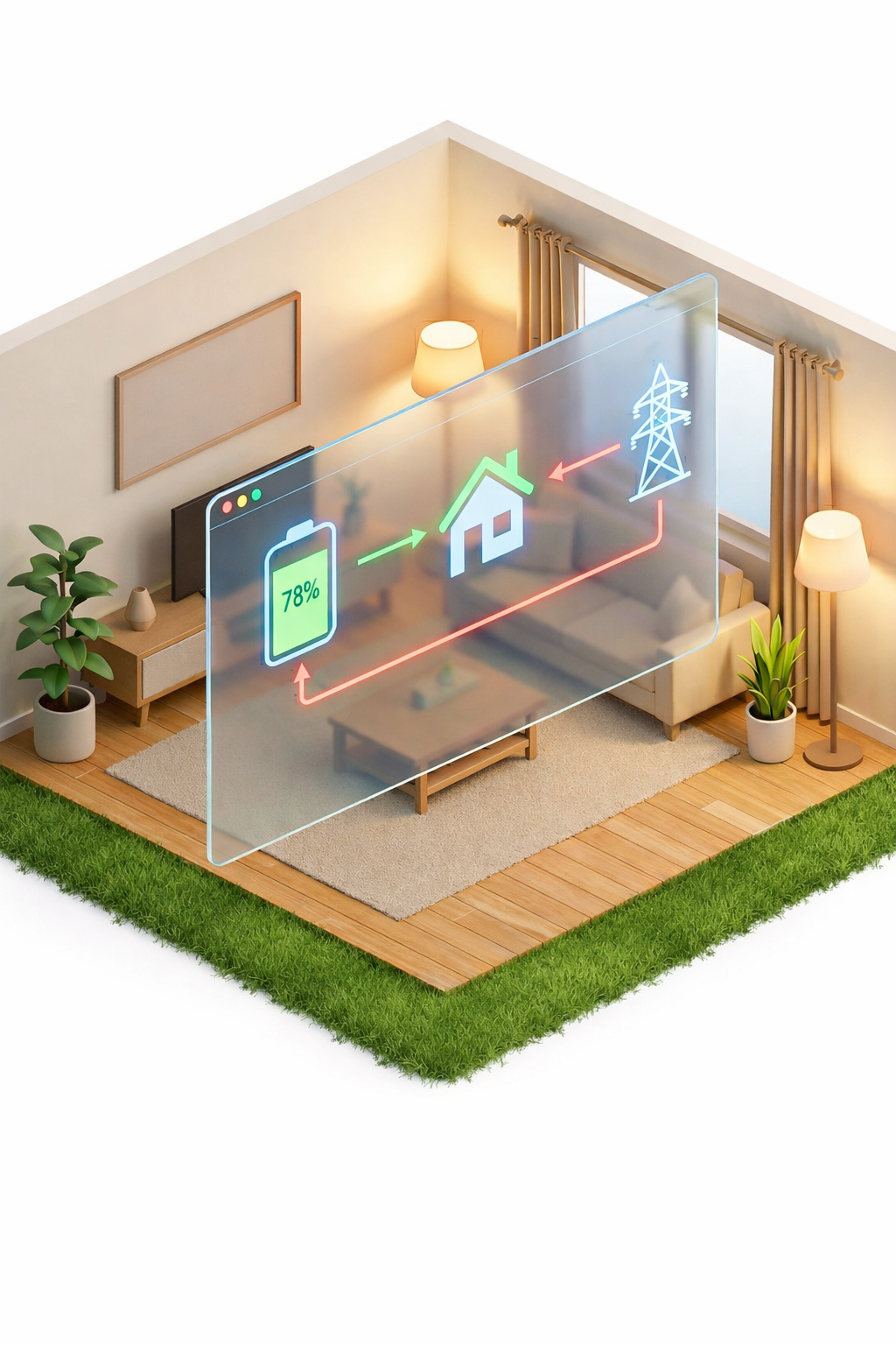 Eos Energy remote monitoring app showing home battery status and power usage